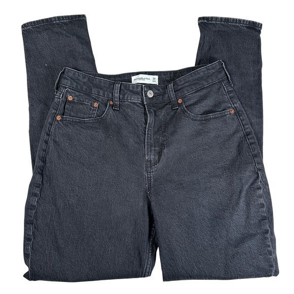 Abercrombie & Fitch Denim - Abercrombie & Fitch Curve Love High Rise Straight Jeans Black 28 Long Women Tall